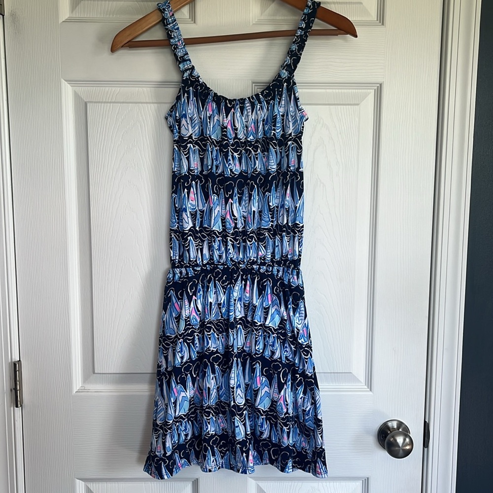Lilly Pulitzer Loro Romper Boat Nautical Low Tide Navy Sails and Stripes XXS - Picture 4 of 6